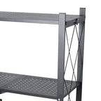 3-Tier Foldable Metal Kitchen Trolley Rack, Rolling Storage Shelf with Wheels, Perforated Mesh Shelving Organizer, for Kitchen, Home Office & Entryway