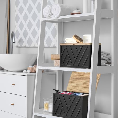 2 PCS Tampon Holder for Bathroom Decor, Feminine Product Organizer with Lid, Shark Week Tampon Storage, Wood Pad and Tampon Organizer for Toilet Organizer, Bathroom Accessories Box for Girl Stuff - color: 2Pcs-Black