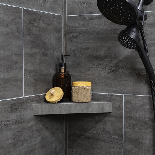 Palisade Vinyl Waterproof Corner Shower Shelf in Ashen Slate - color: Ashen Slate
