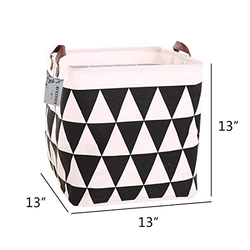 Square Canvas Toy Storage Bins Basket with Handle Collapsible Toy Organizer for Nursery Storage, Kid's Toy & Laundry, Gift Basket (Black Triangle) - color: Black Triangle