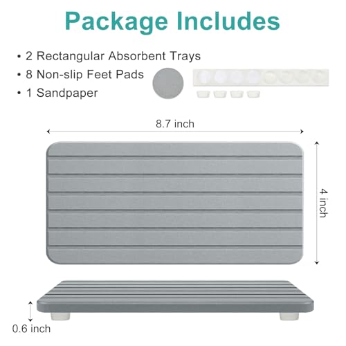 Diatomaceous Earth Dish Drying Mat for Kitchen Sink Bathroom Counter Trays Water Absorbing Stone Drying Tray Diatomite Soap Dish Coasters Absorbent Stone Quick Dry Sink Trays Kitchen Accessories - color: Grey Diatomite
