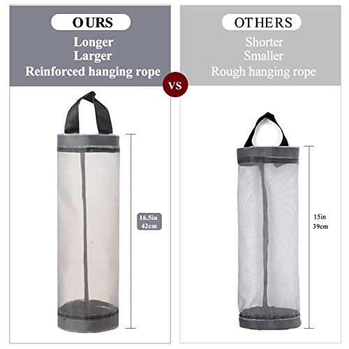 TOGETRUE Plastic Bag Holder, Mesh Grocery Bag Holder Hanging Storage Bag Dispenser (Grey 2 Packs) - color: Grey 2 Packs