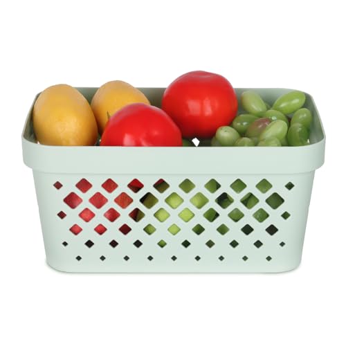 Glad Plastic Baskets for Organizing, Set of 6 | Pantry Storage for Under Counter, Linen Closet, and Bathroom | Nesting Shelf Bins with Handles, 1 Gallon, Sage - color: Sage, size: 1 Gallon