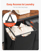 VEVOR 4 Section Laundry Sorter, Large Laundry Hamper with Metal Frame and Wooden Tabletop, Freestanding Storage Organizer Baskets with Pull-Out 600D Oxford Cloth Bags for Dirty Clothes, Bathroom - style: 4 Section