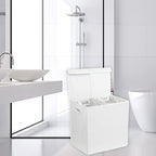 Simple Houseware Double Laundry Hamper with Lid and Removable Bags, White - color: White
