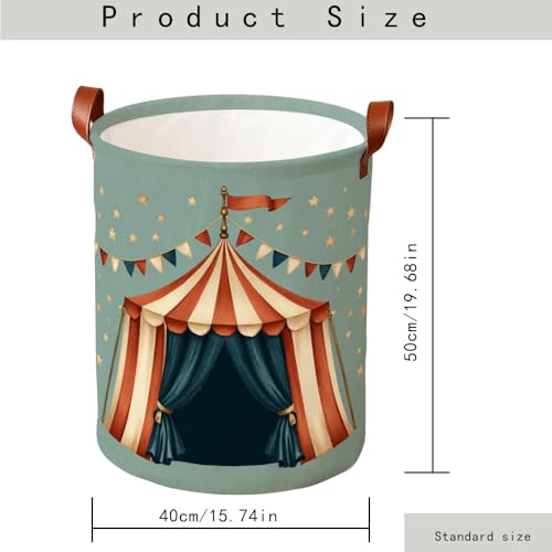 Funky Laundry Basket Circus Tent Collapsible Laundry Baskets Oxford Cloth Red Storage Bin Colorful Laundry Hamper Kids Room Spring Decor 15.75x15.75x19.7" - color: Colorful580