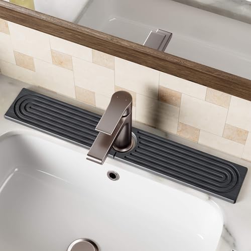 Stone Faucet Mat for Kitchen Sink, Diatomite Sink Protectors - Prevent Moisture Drying Stone Tray Fit Kitchen Counter & Bathroom Counter (Dark Gray, 23.6" x 4") - color: Dark Gray, size: 23.6" x 4"
