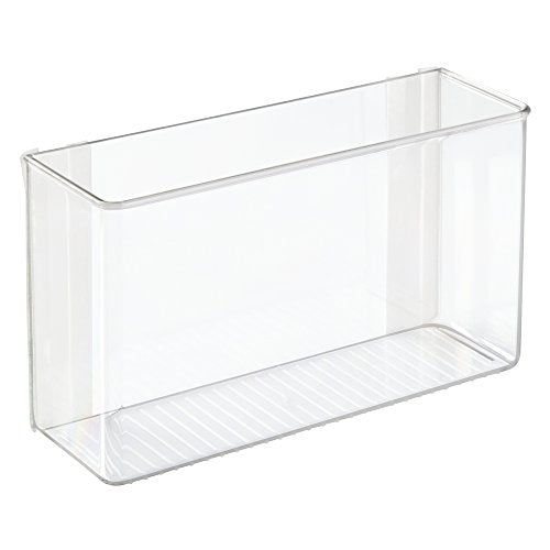 mDesign Plastic Adhesive Mount Storage Organizer Container for Kitchen or Pantry Wall Organization - Space Saving Holder for Sandwich Bags, Foil - 11" Wide - Ligne Collection - Clear - size: 11 x 3.5 x 6.5 (Pack of 1)