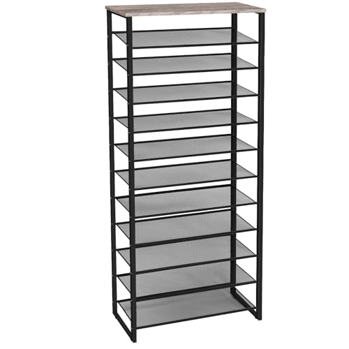 HOOBRO 12-Tier Shoe Rack for Entryway, 29.5" L Shoe Storage Organizer, Large Capacity Shoe Shelf for Closet, Front Door Entrance, Hallway, Holds 36-48 Pairs of Shoes, Greige and Black BG127XJ01 - color: Greige + Black, size: 12 Tiers (29.5"W)