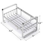 HULISEN Kitchen Sink Sponge Holder, 304 Stainless Steel Kitchen Soap Dispenser Caddy Organizer, Countertop Soap Dish Rack Drainer with Removable Drain Tray, not Including Dispenser and Brush - color: Silver, size: Medium