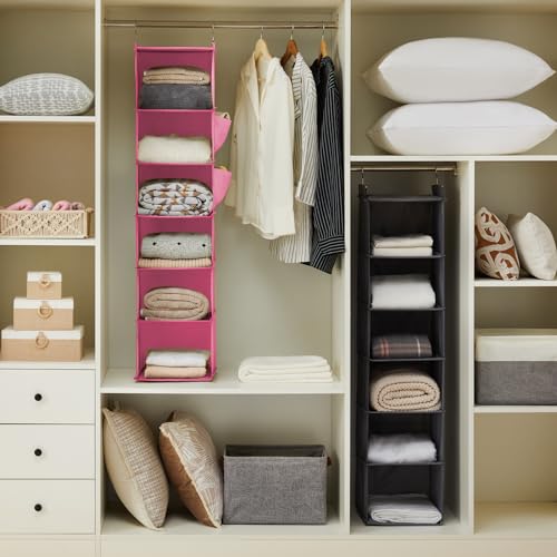 YOUDENOVA Hanging Closet Organizer, Closet Hanging Storage Shelves (Pink) - color: Pink