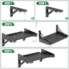 ULIBERMAGNET Garage Folding Storage Rack Shelves,200LB Metal Wall Mounted Adjustable Rail Shelf for Garage,Power Tools,Toolbox,Storage Shelves with Lip for Workshop Kitchen Office (2 Pack) - style: 200LB Folding Storage Rack Shelves