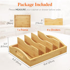 Lifewit Bamboo Lid Organizers for Inside Cabinet, Food Storage Container Lid Holder with 4 adjustable Inserts & 5 Sections, Kitchen Pantry organizer and storage, 10.6" X 8.3" - size: Medium(10.6" x 8.3")