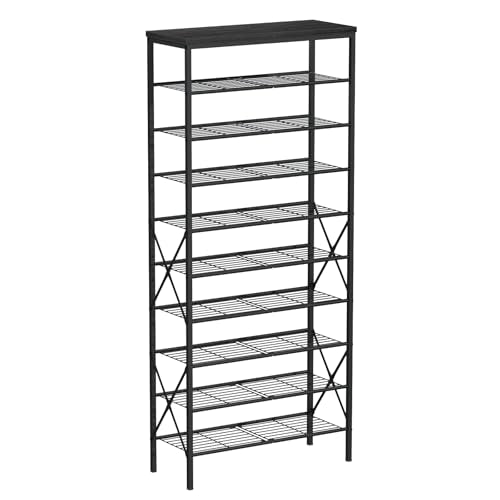 10 Tiers Shoe Storage Organizer, Large Capacity Shoe Shelf Holds 32 Pairs of Shoes,Black - color: Black, size: 27.8" x 10.8" x 65.7"