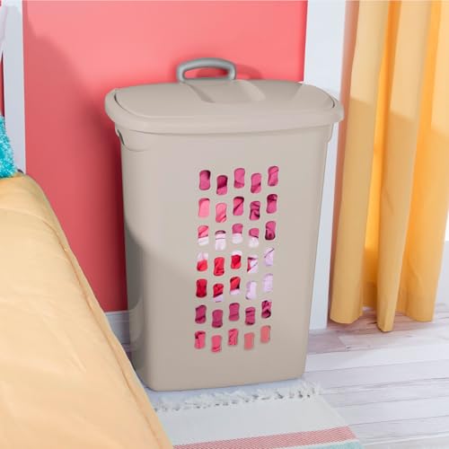 Sterilite 3-Pack Ultra Wheeled Hamper, Plastic Rolling Laundry Basket, Gray Pumice - Portable Clothes Carrier with Flip-Top Lid and Retractable Handle for Home, Apartment, and Dorm - color: Gray Pumice