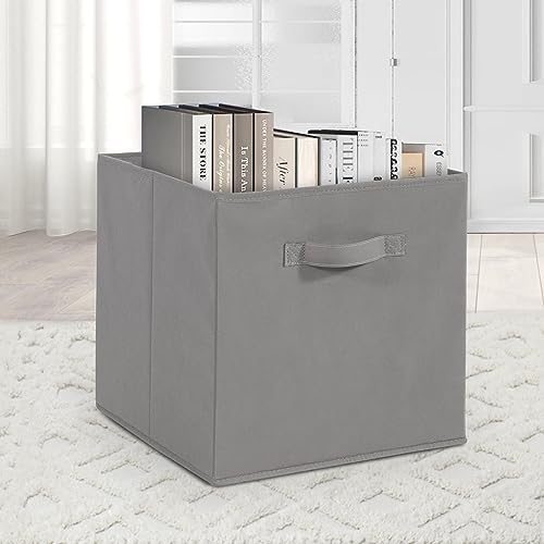 11x11 Storage Bins, Set of 4 Storage Cubes, Collapsible Cube Storage Box, Fabric Closet Organizers with Handles for Home, Office, Closet Shelf Cabinet, Bookcase, Grey - color: Grey, size: 4 Pack