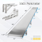 Folding Concession Shelf 12" x 72", Spliced Style Drop Down Concession Serving Window, Stainless Steel Folding Shelf Serving Food Shelf for Windows - size: 12" x 72"