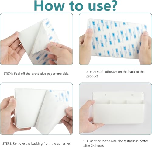 3 Slot Adjustable Remote Control Holder Wall Mount, TV Remote Holder, Self Adhesive Controller Holder, Wall Pen Holder Storage Accessories for Home Office School (White 1Pack) - color: White&1pcs