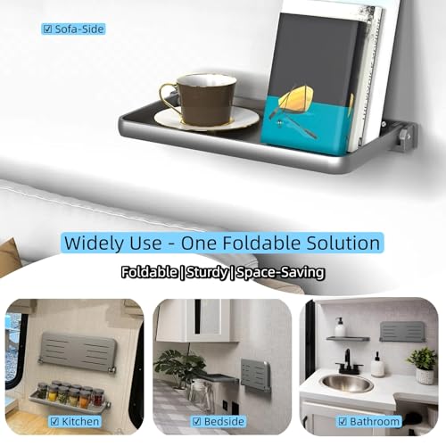 RV Aluminum Foldable Shelf - Wall-Mounted Folding RV Shelves - Compact Camper Trailer Accessories & Space-Saver 12.2x5.5 Inch - size: 1 Pack