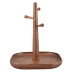 3 Tiers Wooden Key Holder with Tray,Wood Decorative Organizer in Entryway for Keys, Wallet and Small Stuff, Jewelry Hanging Stand Display on Dresser (Walnut) (3 Tiers)