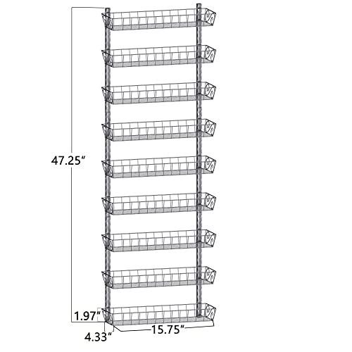 SWOMMOLY Adjustable Wall Mount Spice Rack, 9-Tier Dual-use (Multi-use) Organizer, Silver - color: Silver, size: 9-Tier