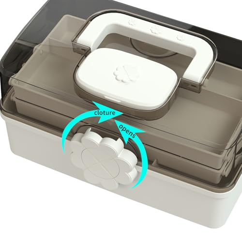 Covetree Hair Accessories Organizer with Handle, Lockable Three-Layer Multipurpose Art Supplies Storage Box and Plastic Jewelry Box, Sewing Organizer (White) - color: white