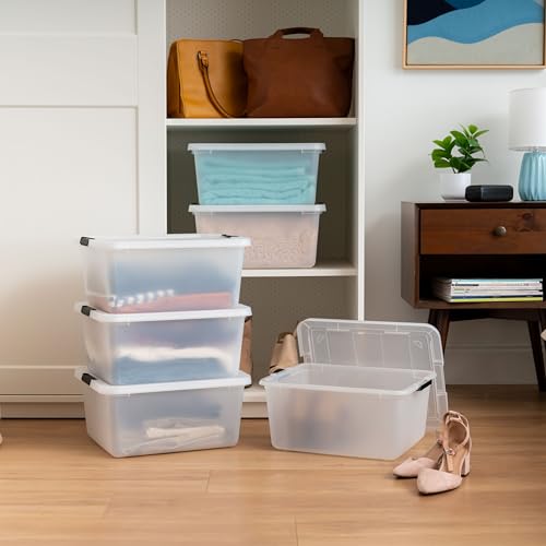 IRIS USA 6-Pack Clip Box with Latching Lids, 18 Quart Craft Storage Bins, Art & Writing Supply Containers for Home, Office & Classroom Organization - size: 18 Qt, style: 6 Pack
