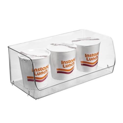 iDesign Wide Stackable Open-Front Storage Bin for Kitchen and Pantry, Clear, Made in USA - style: Pack of 1