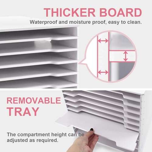 SONGWAY 12x12 Paper Storage Organizer - 13 Tier Desk File Organizer with Adjustable Shelves, Letter Mail Tray, 12x12 Stackable Scrapbook Paper Storage Cube for Home Office Classroom