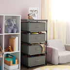 Juvale 4-Tier Dresser for Bedroom - 16.5 in x 13 in x 33 in, Light Gray Fabric, 4 Drawers - Narrow Closet Storage Drawers & Organizer - Steel Frame & Easy Assembly - color: Light Gray