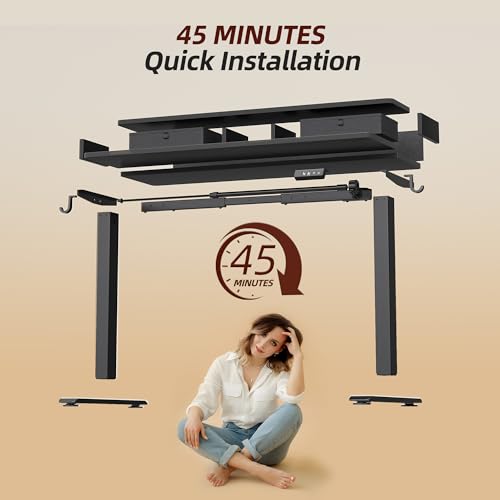 TIQLAB Standing Desk with Two Drawers, Stand Up Standing Desk Adjustable Height, Electric Sit Stand Table with Storage Shelf and Splice Board, 63 * 24 inch, Black - color: Black, size: 63*24 inch without keyboard tray