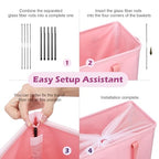 Odonata Slim Laundry Hamper Handles Collapsible Laundry Basket Thin Dirty Clothes Basket Narrow Laundry Bag Foldable Dirty Hamper 45L (Pink) - color: Pink
