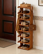 Tall Narrow Solid Wood Shoe Rack, 8 Tier Vertical Shoe Storage Tower, Freestanding Corner Organizer for Small Entryways, Slim Space-Saving Shoe Rack (12.6" L x 9.84" W x 44.1" H) - size: 8layers 44.1"h