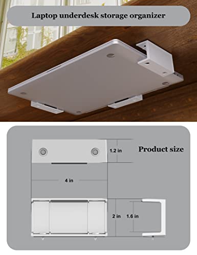 Under Desk Laptop Holder MacBook Drawer Mount for Keyboard & Small Devices Also Fit for Cable Box Wall Mount Tray Organizer Like Routers, Modems, Network Switch and (White) - color: White