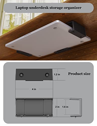 Under Desk Laptop Holder Under Desk Rack Mount for Keyboard & Small Devices Also Fit for Cable Box Wall Mount Tray Organizer Like Routers, Modems, Network Switch and More - color: Black