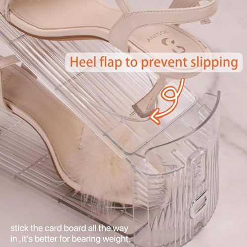 12 Pack Shoe Slots Organizer Adjustable Level Shoe Stacker Holder Storage Space Saving Sneakers Display Tray Rack for Closet - color: Transparent, size: 12Pack