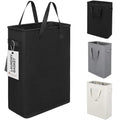 ZERO JET LAG Slim Laundry Hamper With Handles Collapsible Laundry Basket Thin Dirty Clothes Basket Narrow Laundry Bag Foldable Dirty Clothes Hamper 45L (24 inches,Black) - color: Black- With Handles