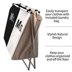Nicesail Laundry Hamper 2 Section for Husband&Wife Parents or Couple, Clothes Basket Laundry Wedding Gift, Washing Storage Basket with Handle, Waterproof Bag Foldable Aluminum Frame Bathroom Bedroom - size: M 2 sections