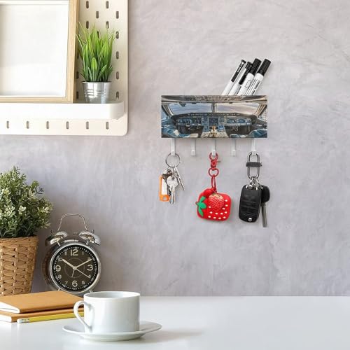 Airplane Cockpit Key Holder Wall Mounted Key Hanger with 5 Hooks Hallway Key Rack Decor for Kitchen Entryway Key Hooks PU Leather Key Organizer for Front Door Office