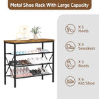 4-Tier Tall Shoe Rack, Large Capacity Shoe Shelf Holds 16 Pairs, Shoe Shelf for Entryway, Hallway, Living Room, Rustic Brown - color: Rustic Brown, size: 27.8" x 10.8" x 26.6"