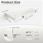 Over the Toilet Shelves - Wall Mounted Floating Shelves with Clear Acrylic Lip, 15.7" Rustic Farmhouse Bathroom Storage Shelves, 3 Pack White