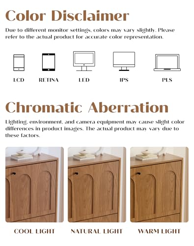 31.5" Shoe Storage Cabinet with 2 Flip Drawers, Narrow Shoe Cabinet for Entryway, Wood Shoe Rack Cabinet for Hallway, Walnut - color: Arched