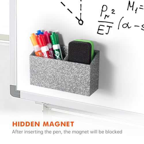BEYGORM Magnetic Dry Erase Marker Holder for Whiteboard,Non-slip Acrylic Magnet Pen Holder for Fridge Refrigerator,Locker Organizer for Work,Locker Accessories,Pencil Cup for Desk(Silver) - color: Silver