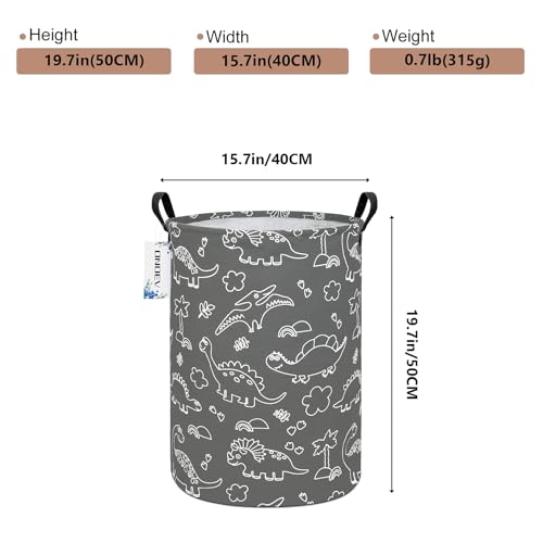 Round Cute Dinosaur Laundry Basket,Collapsible Laundry Hamper for Nursery,Toy Storage Bin for Kids Boys,Waterproof Storage Basket for Home,Bedroom, Playroom,New Parent Gift(Gray Line Dinosaur) - color: Round Gray Line Dinosaur
