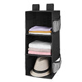 MAX Houser 3-Shelf Hanging Closet Organizer, Hanging Sweater Organizer, Foldable Hanging Shelves for Closet with 2 Velcro, Black - color: Black