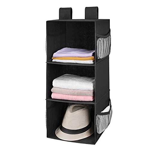 MAX Houser 3-Shelf Hanging Closet Organizers, Collapsible Closet Hanging Shelves for Camper, Nursery Hanging Organizers, Black, 2-Pack - color: Dark
