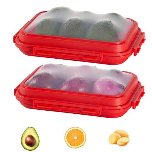 2 Pack Silicone Food Fresh-Keeping Storage Containers with Lid, Dual-Shape Design, BPA-Free, Leakproof Lock Clips, Versatile Fridge Storage Containers, Space Saving & Expandable - color: Red