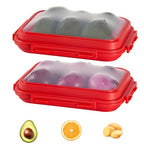 2 Pack Silicone Food Fresh-Keeping Storage Containers with Lid, Dual-Shape Design, BPA-Free, Leakproof Lock Clips, Versatile Fridge Storage Containers, Space Saving & Expandable - color: Red