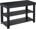 Pipishell Bamboo Shoe Rack Bench, 3 Tier Sturdy Shoe Organizer, Storage Shoe Shelf, Holds up to 300lbs for Entryway Bedroom Living Room Balcony, Black - color: Black