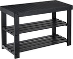 Pipishell Bamboo Shoe Rack Bench, 3 Tier Sturdy Shoe Organizer, Storage Shoe Shelf, Holds up to 300lbs for Entryway Bedroom Living Room Balcony, Black - color: Black